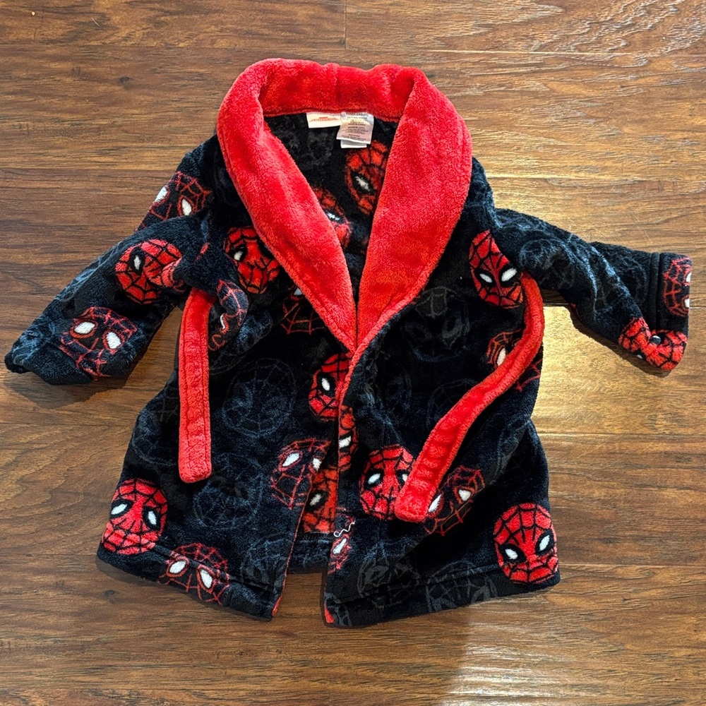 Marvel Spider-Man Plush Bath Robe - Red & Black